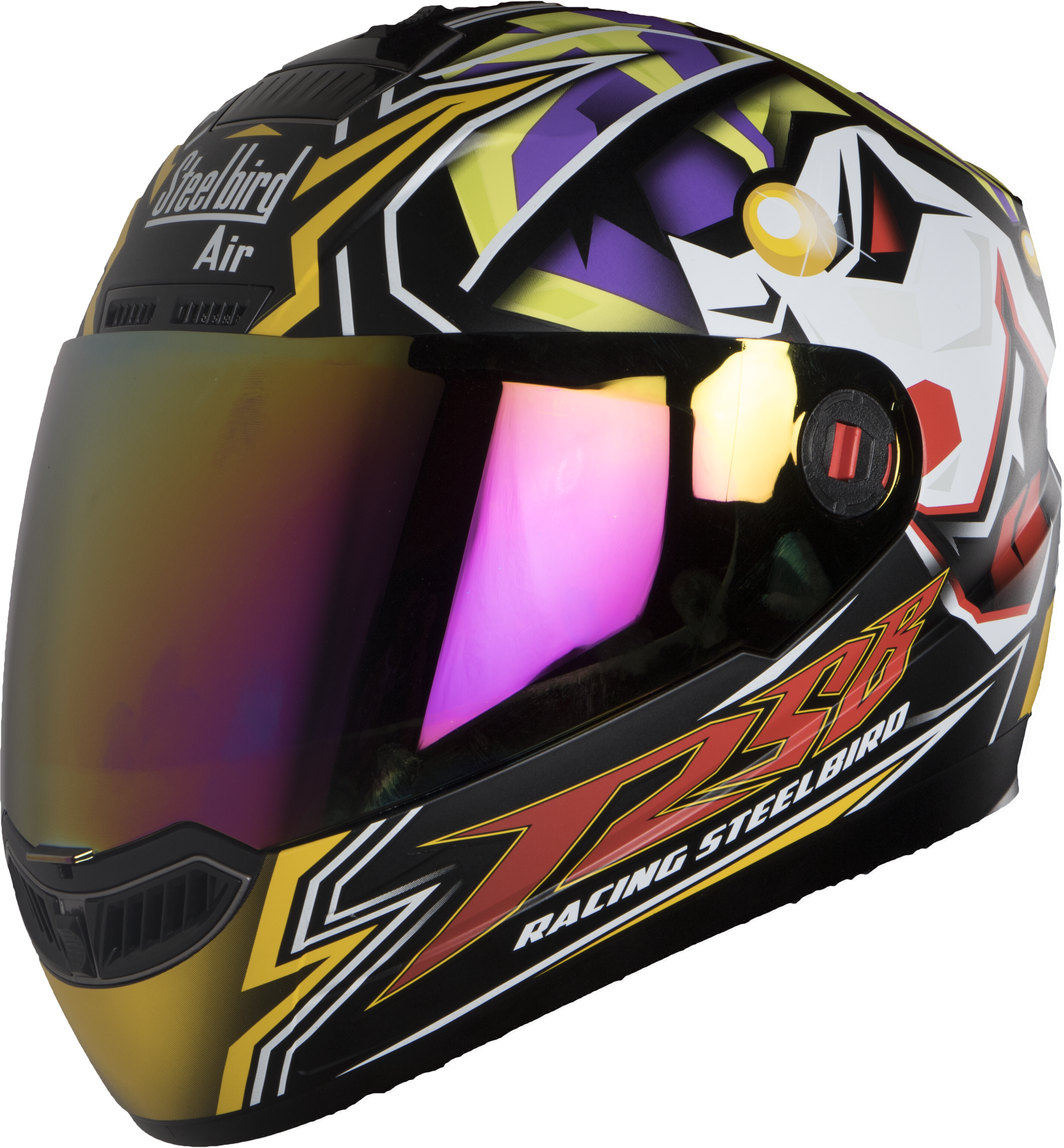 SBA-1 Bloom Glossy Black With Yellow ( Fitted With Clear Visor Extra Gold Chrome Visor Free)